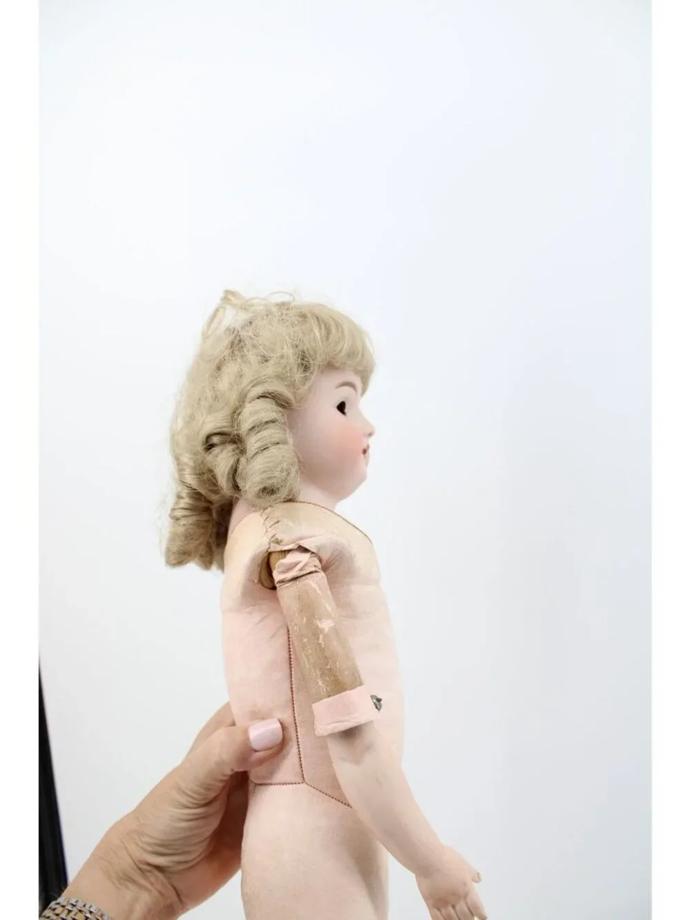 Vintage German Bisque Doll Leather body 22